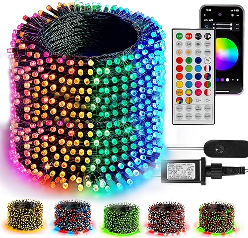 TW SHINE Luces de Navidad inteligentes que cambian de color al aire libre, 328 pies, 1000 luces LED RGB para Halloween, con control remoto,