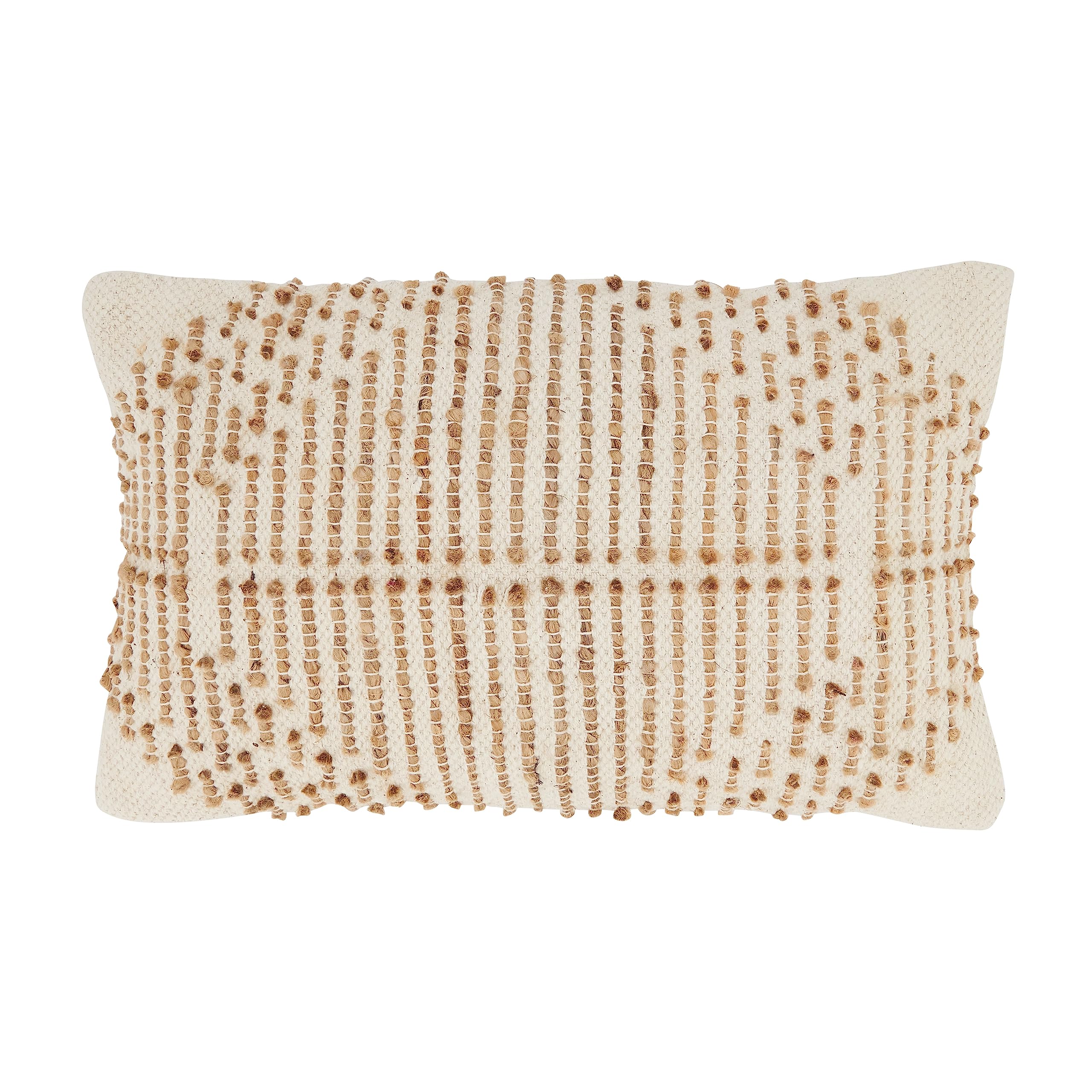SARO LIFESTYLE Woven Elegance Diamond Throw Pillow Cover Natural 14x20