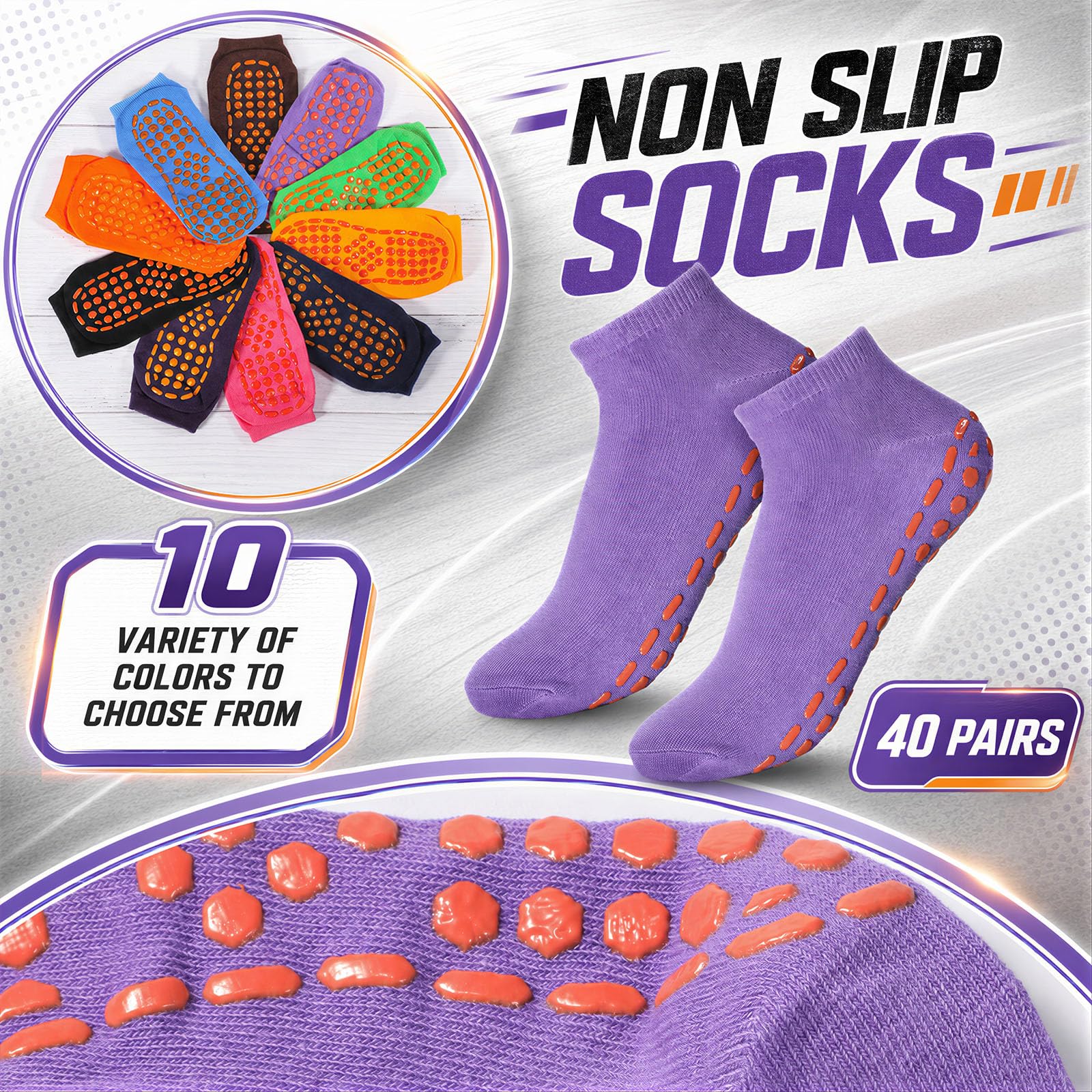 Haysandy 40 pares de calcetines de yoga antideslizantes para mujer, calcetines de pilates a granel con agarres antideslizantes, calcetines atléticos antideslizantes