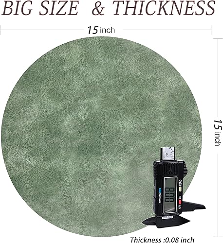 Miniatura 6 de Juego de manteles individuales de piel sintética de 6.15 pulgadas, redondos con patrón de piel de vaca lavada para mesa de comedor, cocina,