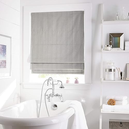 Curtainworks Jolie - Persiana para ventana, 27 pulgadas de ancho x 64 pulgadas de largo, color gris