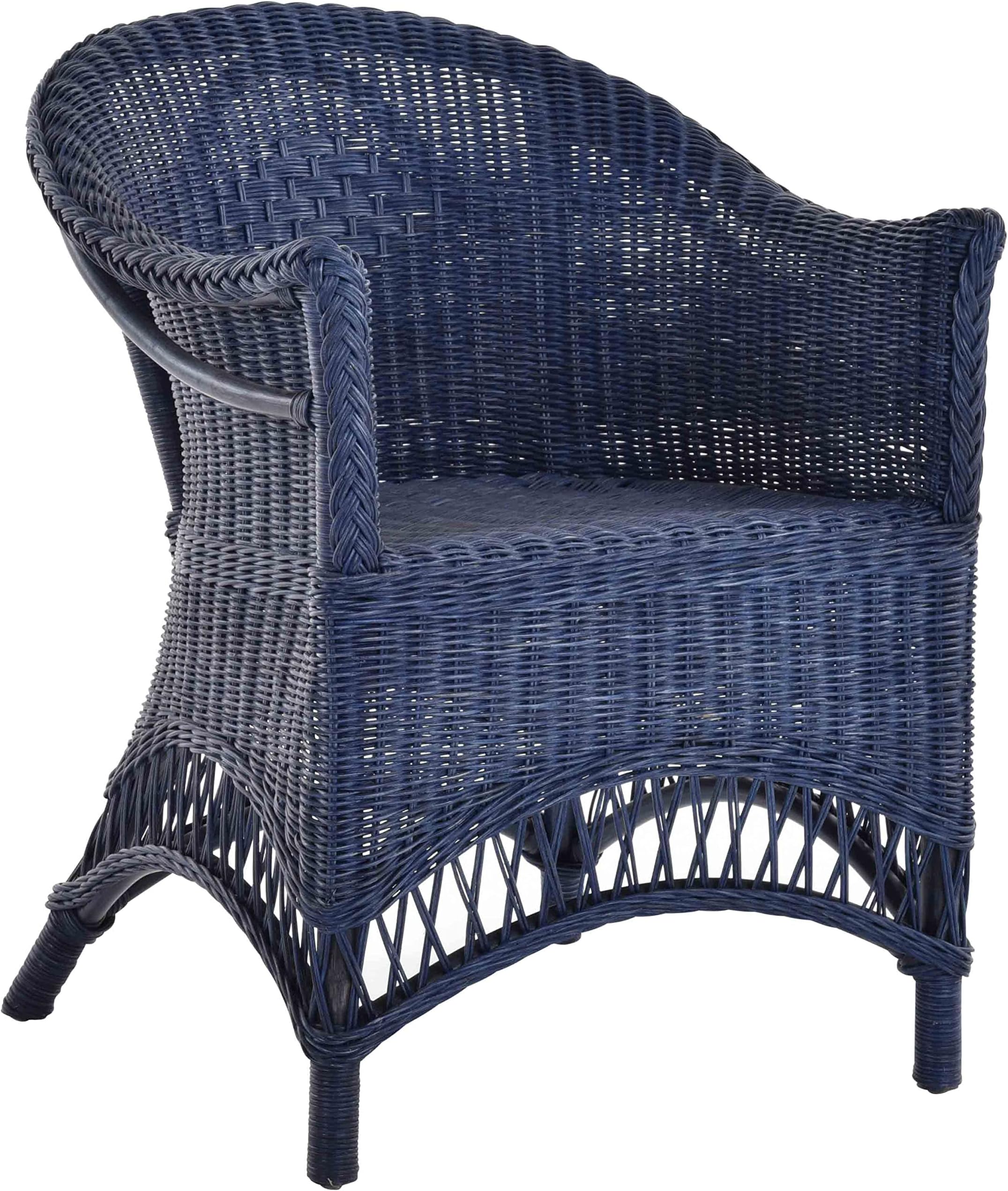 Bella Rattan Chair in White with Cushion – Stacking Armchair Made of Natural Rattan : Amazon.co ...