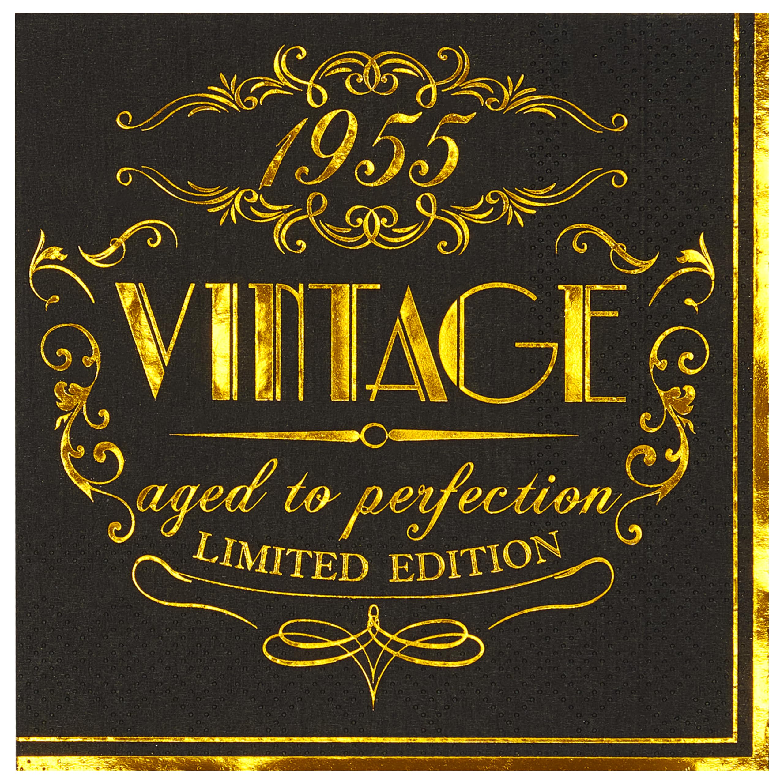 Crisky 70th Birthday Napkins for Men 70th Birthday Table Decorations Black Gold Vintage 1955 Beverage Dessert Cake Table Decorations Party Supplies 50