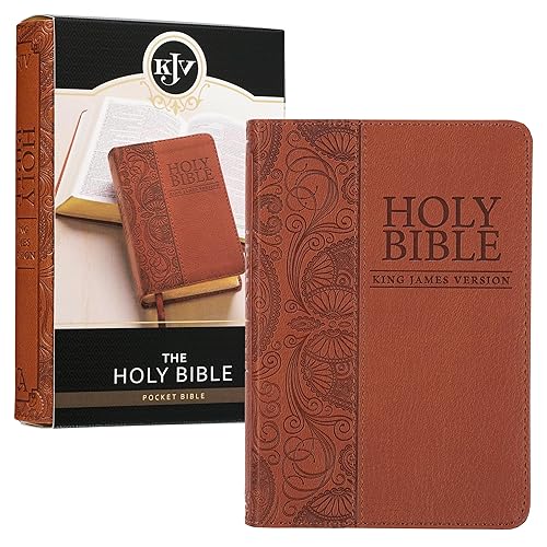 KJV Holy Bible, Mini Pocket Size, Faux Leather Red Letter Edition - Ribbon Marker, King James Version, Toffee Brown (KJV Pocket Editions)