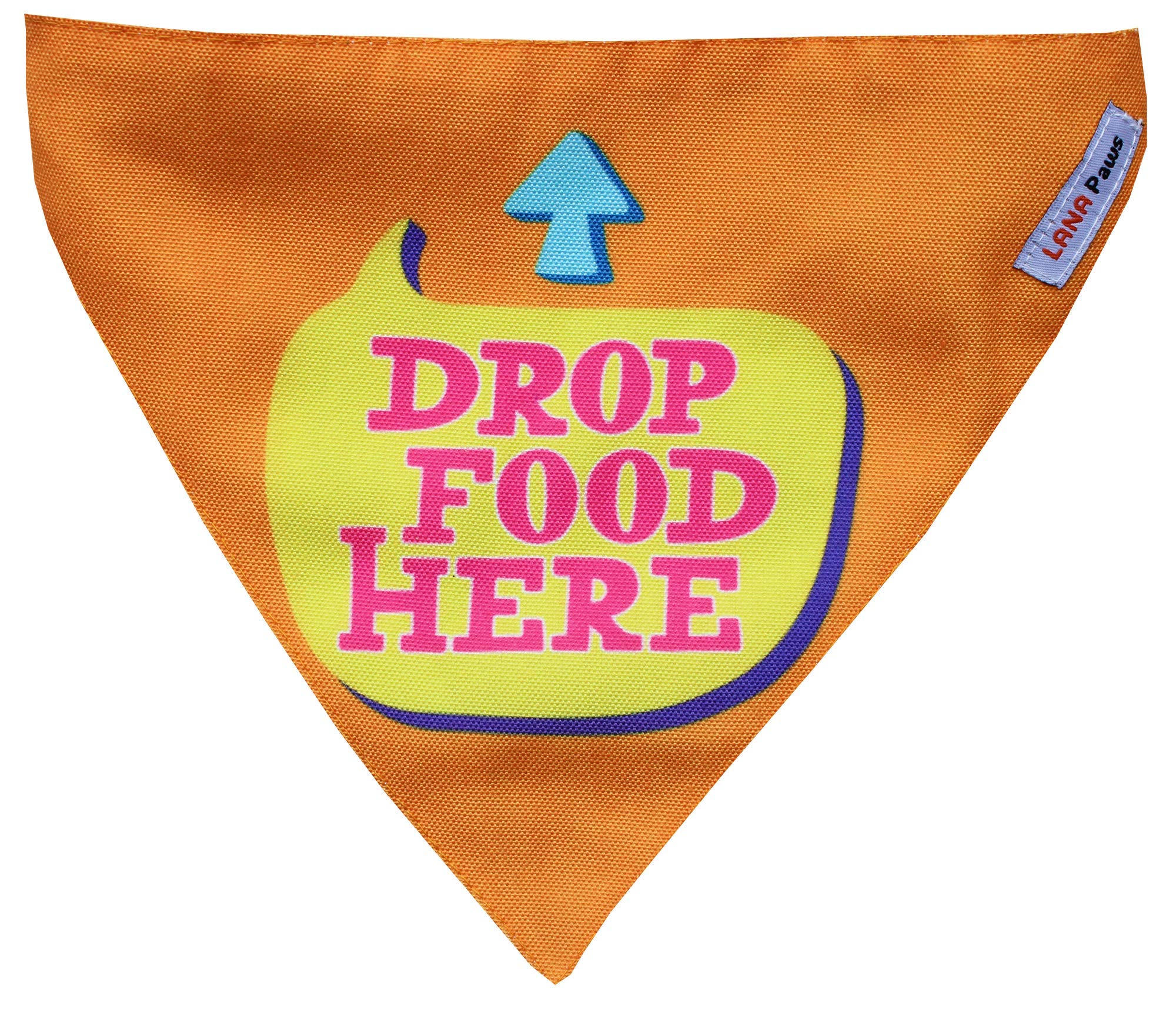 Lana Paws Drop Food Here Dog Bandana/Dog Scarf with Adjustable Strap (B07TKDDDXH) Amazon Price History, Amazon Price Tracker