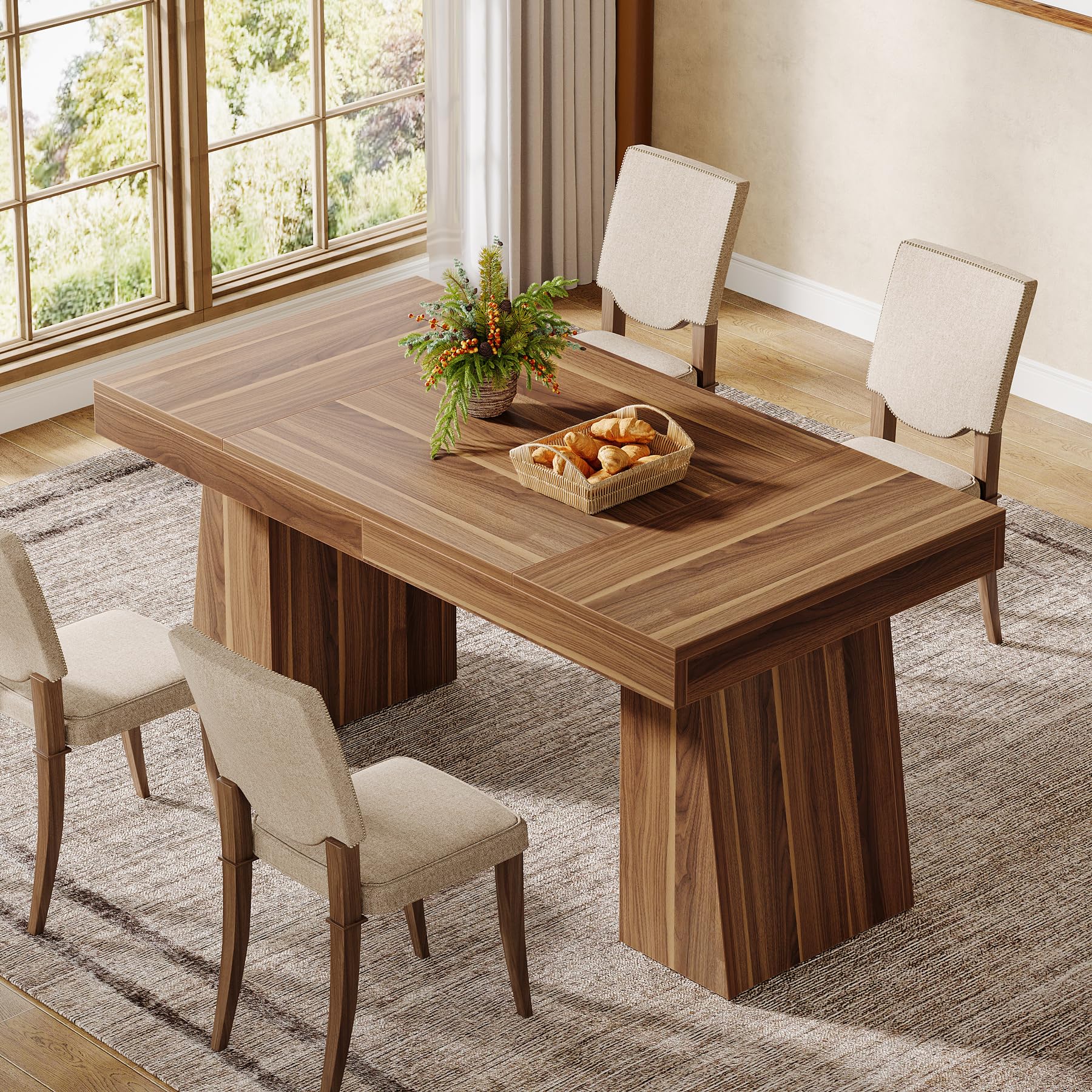 Tribesigns Mesa de Comedor 140 cm para 4-6 Personas, Mesa de Comedor Rectangular para Cocina, marrón