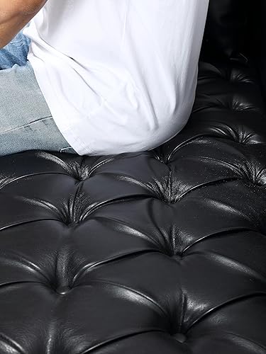 Miniatura 8 de Morden Fort Chesterfield - Silla individual de piel sintética, 50.25 pulgadas de ancho, silla de club con cojín para sala de estar, dormitorio