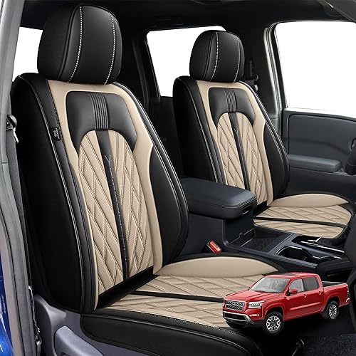 Miniatura 8 de TTX LIGHTING Fundas de asiento para automóvil 2 asientos delanteros compatibles con Nissan Frontier 2007-2024, fundas de asiento de cuero