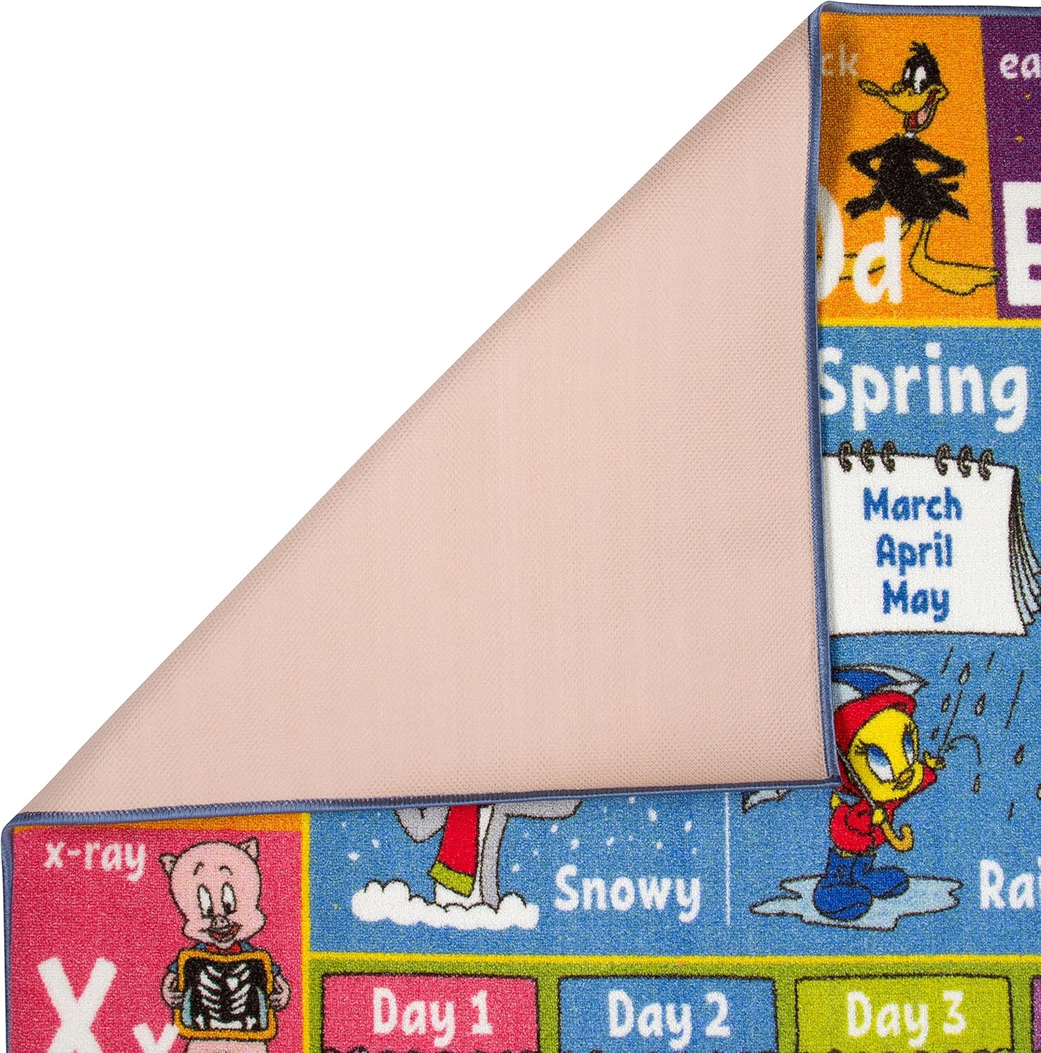 Looney Tunes Educational Kids Rug – ABC Alphabet, Seasons, Months & Days Learning Mat – Soft Interactive Carpet for Classroom, Playroom & Bedroom 3x5