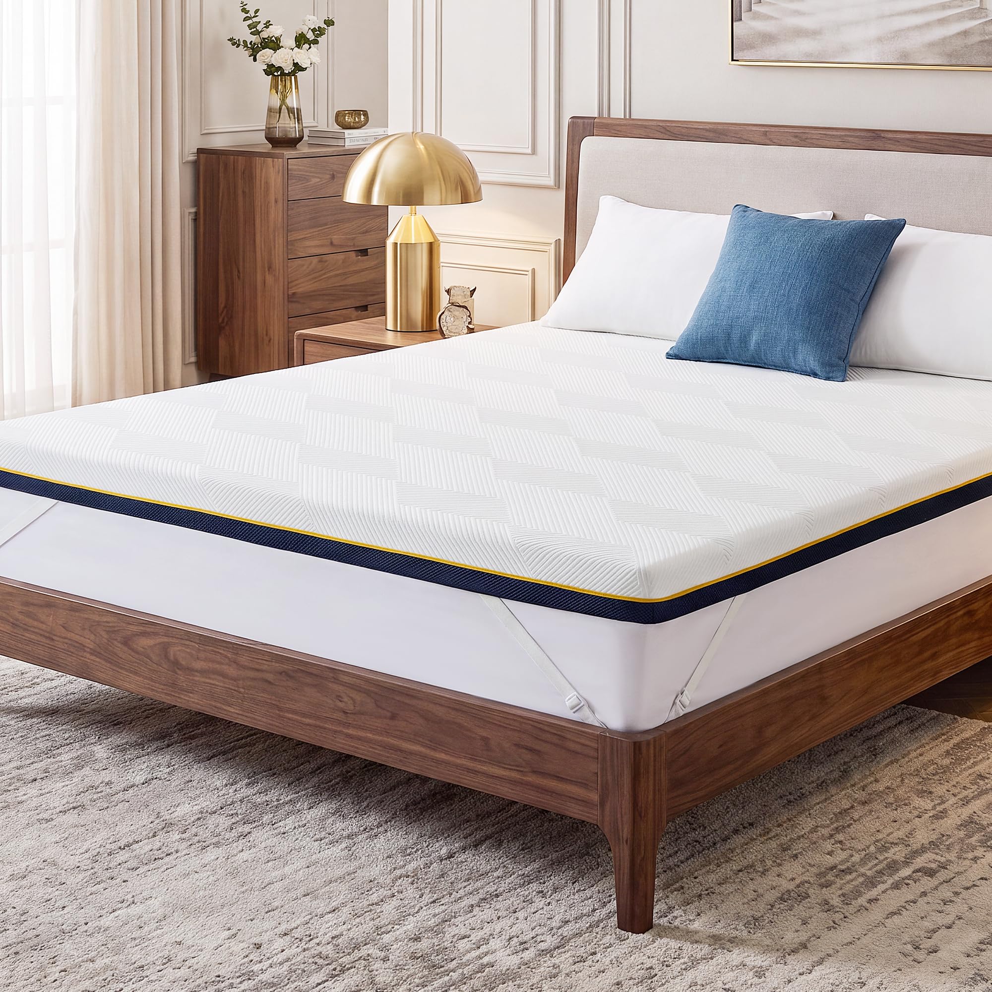 Surmatelas Mémoire de Forme 90x190CM, en Mousse de Gel de Haute Densité