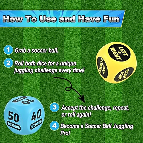 Miniatura 4 de Juego de dados de entrenamiento de fútbol, paquete de 2, regalos ideales de fútbol para niños de 8 a 12 años, niñas, equipos y ejercicios de