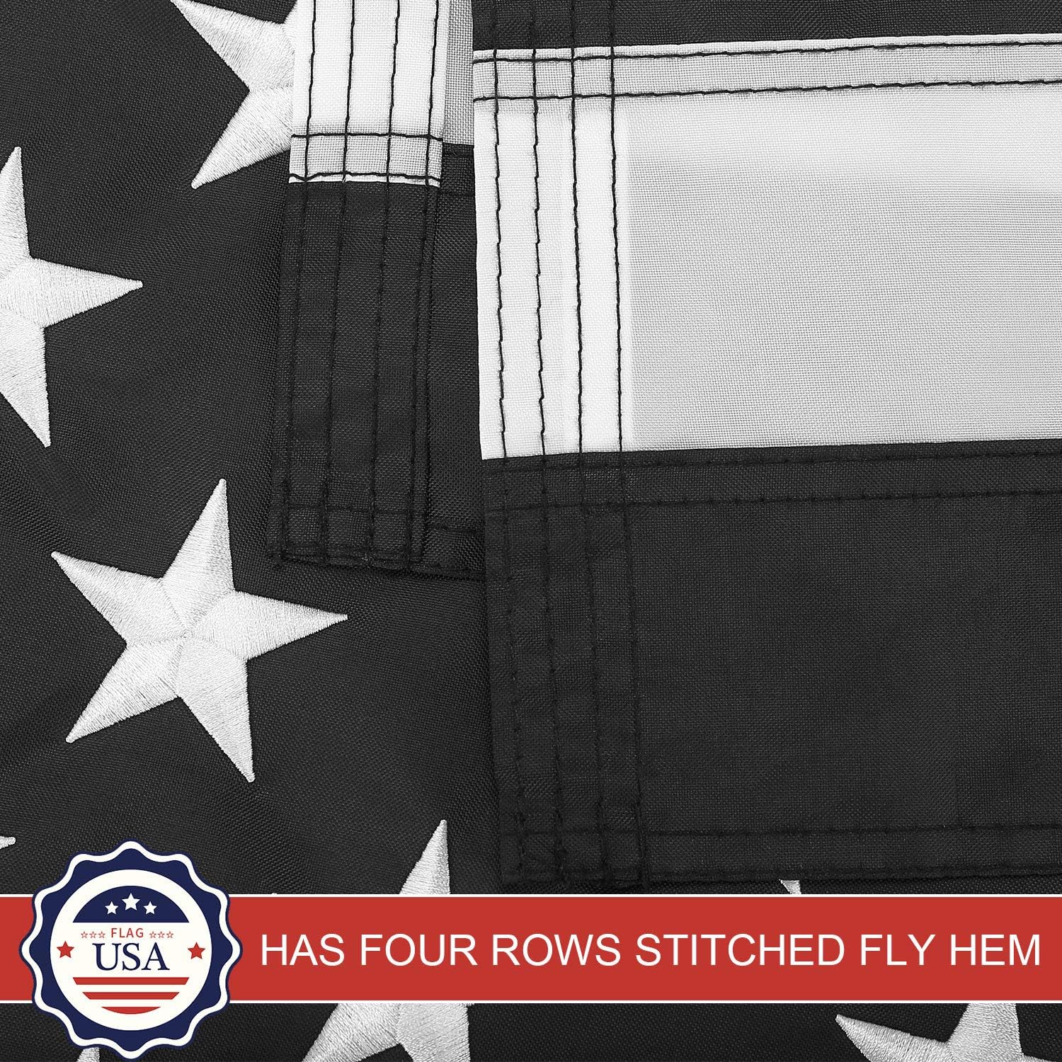 intbag Thin Red Line USA Flag 3x5 FT, 100% Made in American US Flag Embroidered Star Sewn Strips Brass Grommet,Fade Resistant Black White and Red American Flag Honoring Firefighter and EMTs