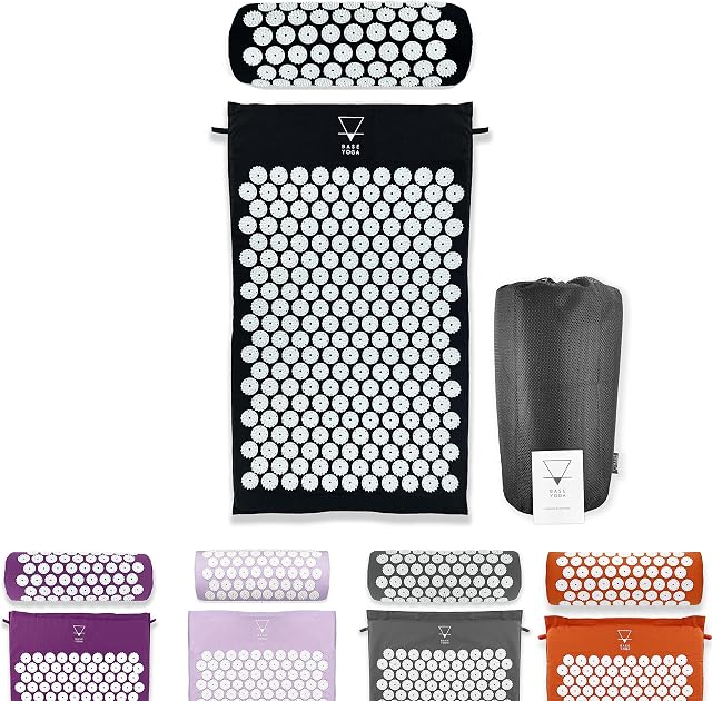 Base yoga Acupressure mat and Pillow/Acupuncture mat/Massage mat for Wellness, Relaxation and Tension Release