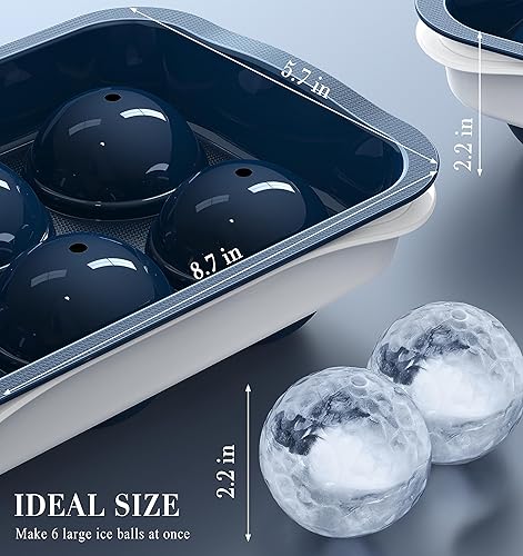 Miniatura 2 de Máquina para hacer bolas de hielo de whisky, relleno sin embudo y fácil de liberar Bandejas redondas grandes de 2.2 pulgadas con tapa, bandeja de