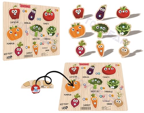 Image of Wooden Vegetable for Kids Learning Toys Puzzle for Brain Training /jorky Cutting Puzzle for Home /School /Non-Toxic /Education Memory Games for Baby Boy and Girl 2+Years Old