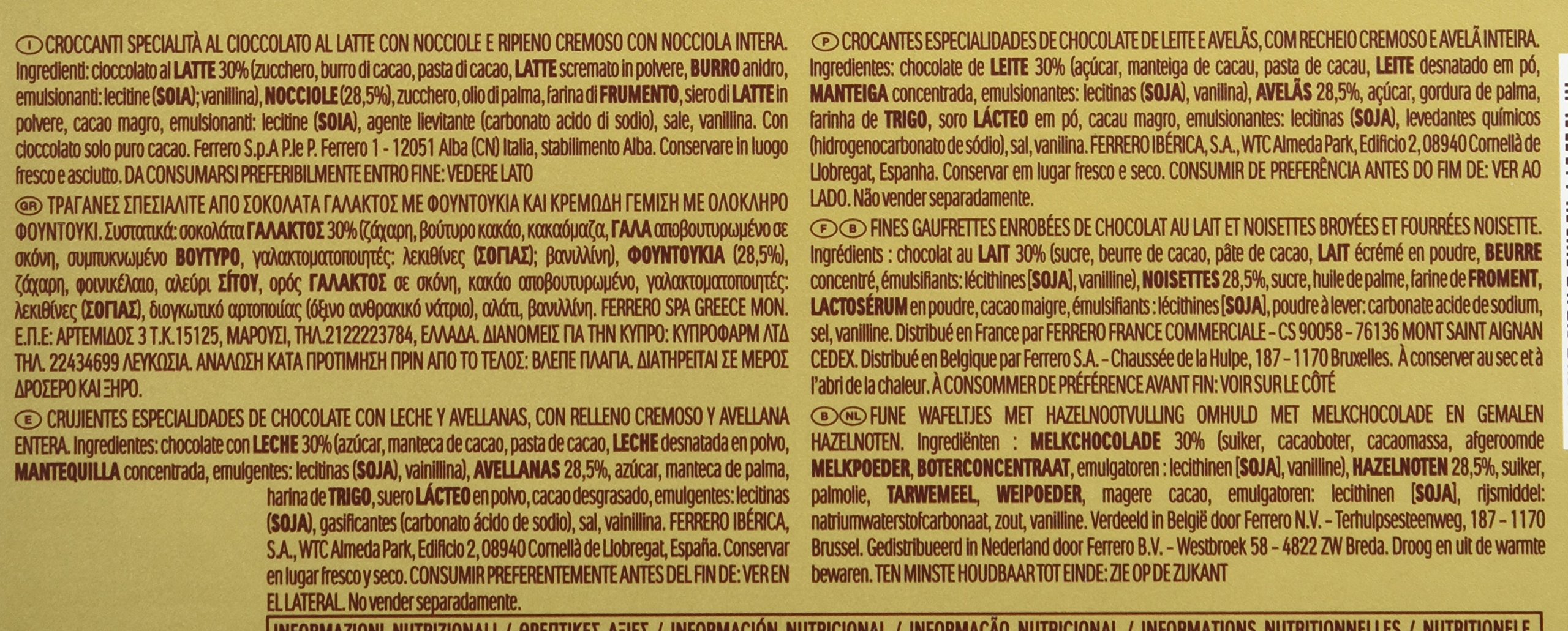 Ferrero Rocher Bombones - 6 paquetes de 375 gr - Total: 2250 grams