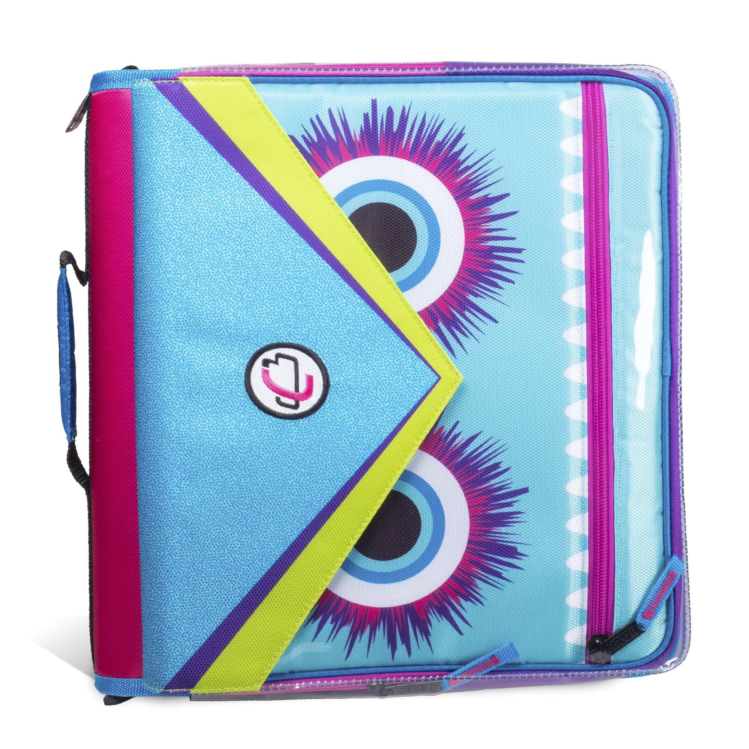 The Universal Zipper Binder - 2" O-Rings - Padded Pocket Holds up to 13 Inch Laptop/Tablet - Multiple Pockets - 400 Page Capacity - Comes with Shoulder Strap - Monster Design Magenta LT-307-ME-MAG