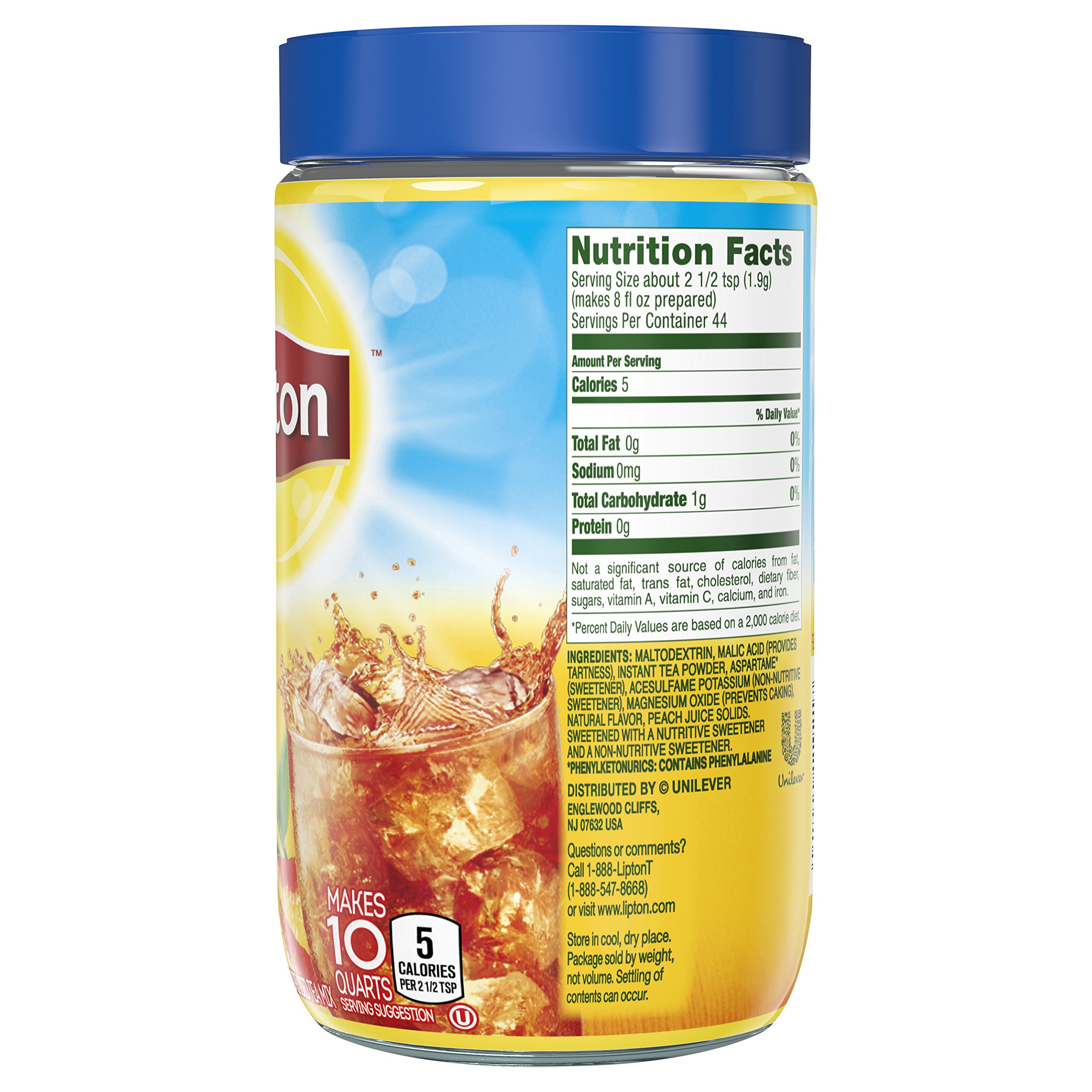 Lipton Iced Tea Mix, Diet Peach, 10 Quart (Pack of 4) Buy Online in