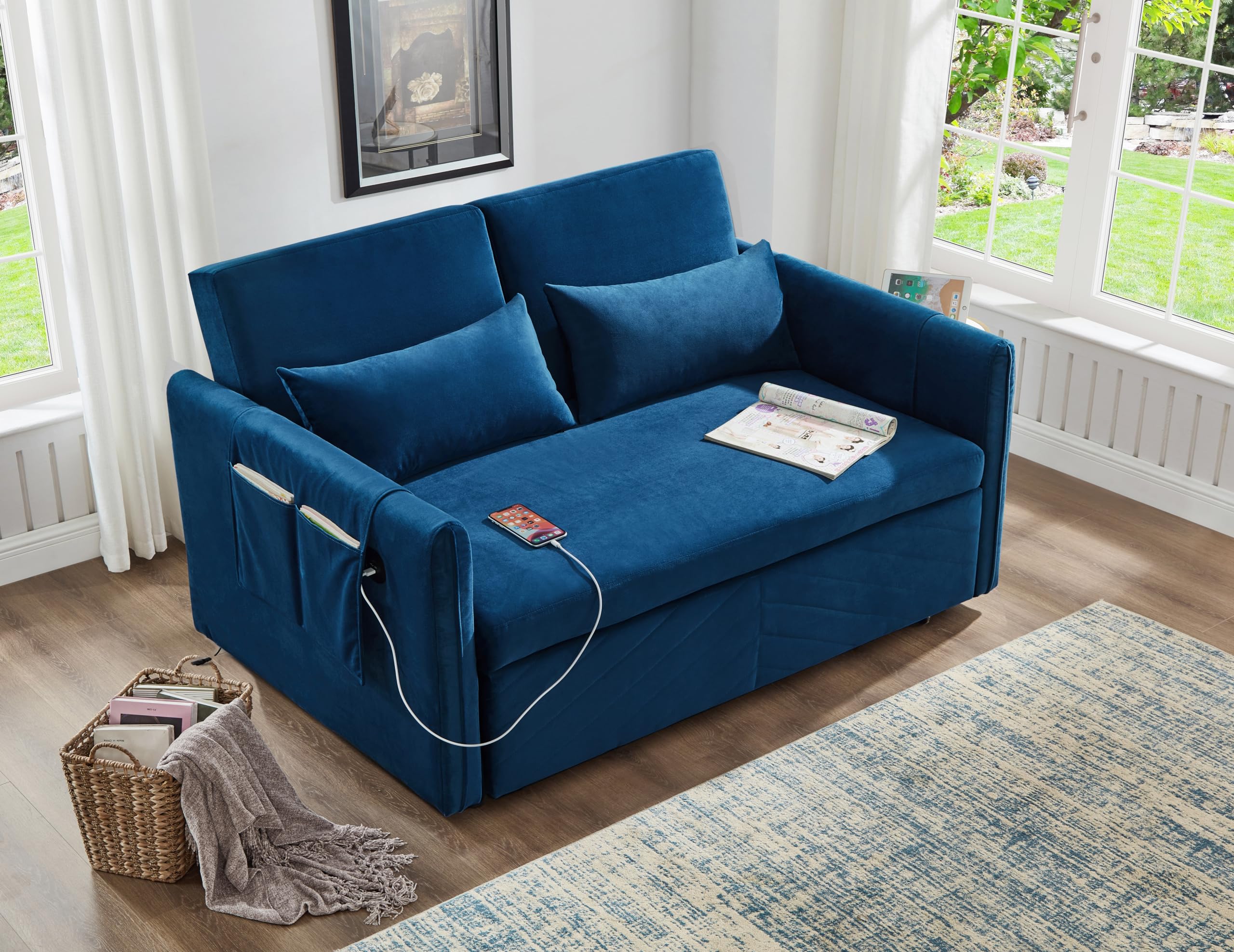 DAKVO 3 in 1 Futon Sofa Bed, Pull Out Sleeper Couch Bed Convertible