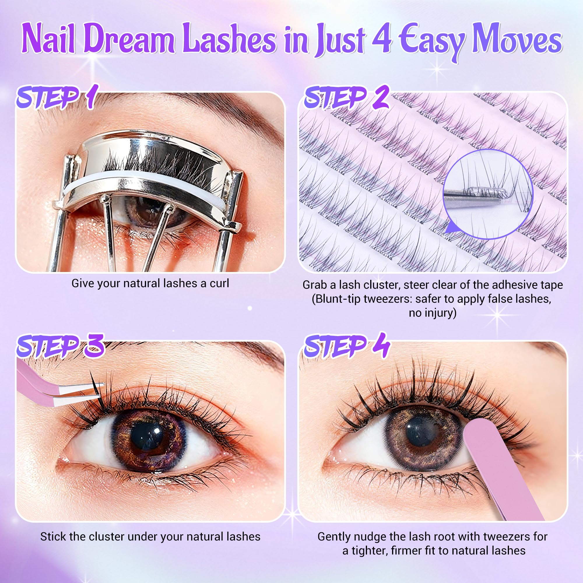 Selbstklebende Wimpern, einzelne Wimpern-Cluster für natürliche Wimpern-Cluster, Vorwimpern-Kleber, Wispy-Cluster-Wimpernverlängerungs-Set, einfach anzubringen, 120 Stück, 8 mm, 9 mm, 10 mm, 11 mm