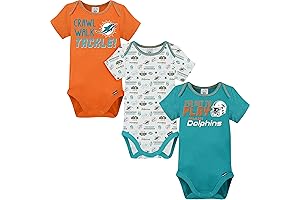 Gerber Miami Dolphins Unisex Baby NFL Team 3 Pack Short Sleeve Onesie Bodysuit