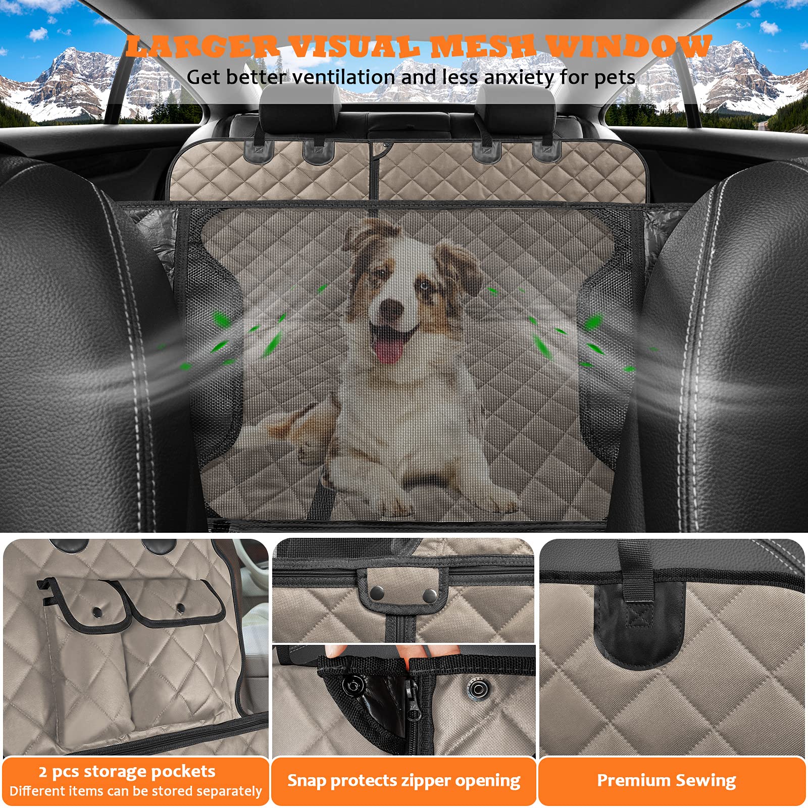 URPOWER 5in1 Convertible Dog Car Seat Cover for Back Seat 100