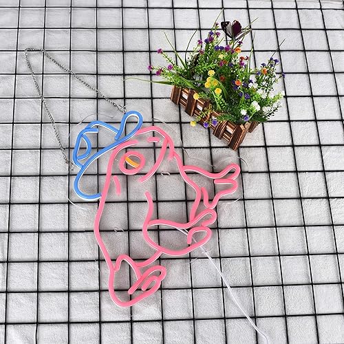 Miniatura 4 de Letrero de neón de rana para decoración de pared, regulable, LED de vaquero, letrero de neón alimentado por USB, decoración de luz (rosa + azul)