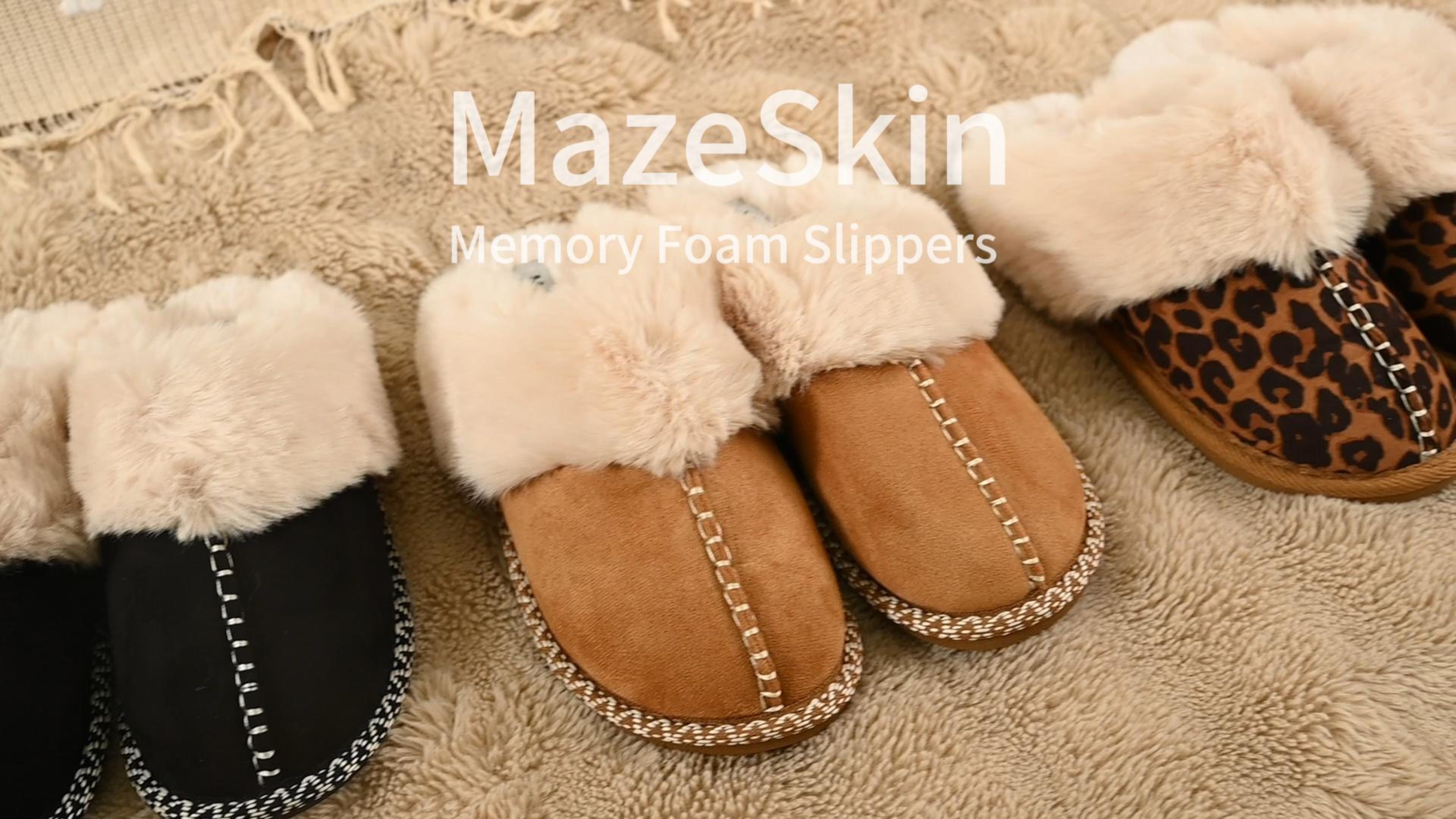Amazon.com | mazeskin Women's Fluffy Memory Foam Slippers, Cozy