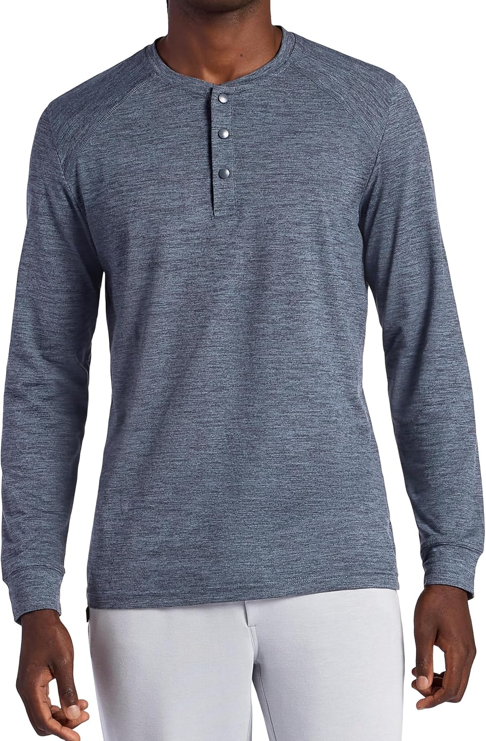 Gaiam Mens Commuter Long Sleeve Henley Shirt, Standard Fit, Stretch Midweight Material