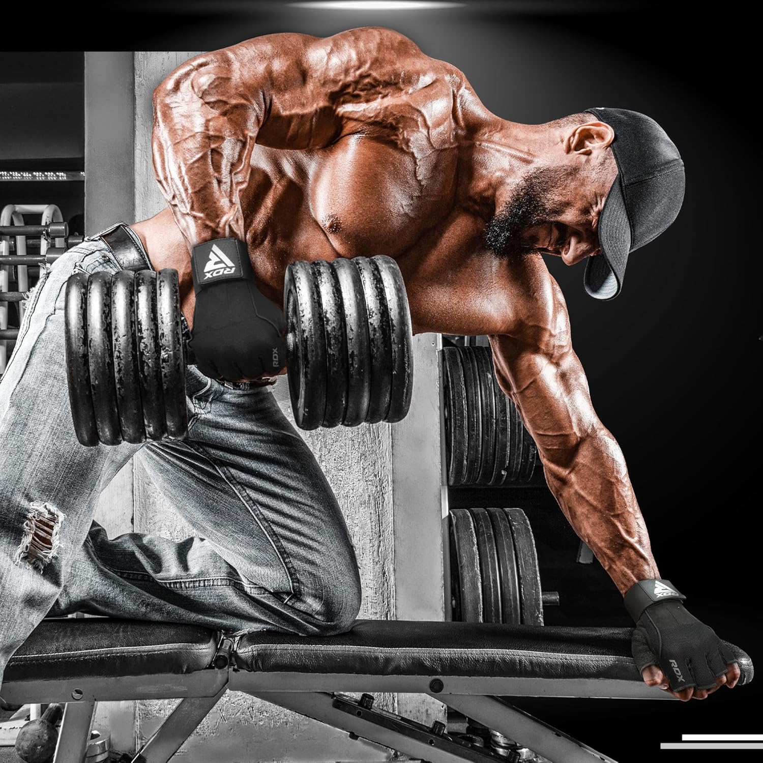 RDX Workout Gloves, 15-Inch Long Support Strap Anti Slip Palm Protection with 3 Wrist Alignment Plates, Powerlifting Deadlifting Bodybuilding Gym Fitness, Weight Lifting Exercise Training, Men Women - Image 7