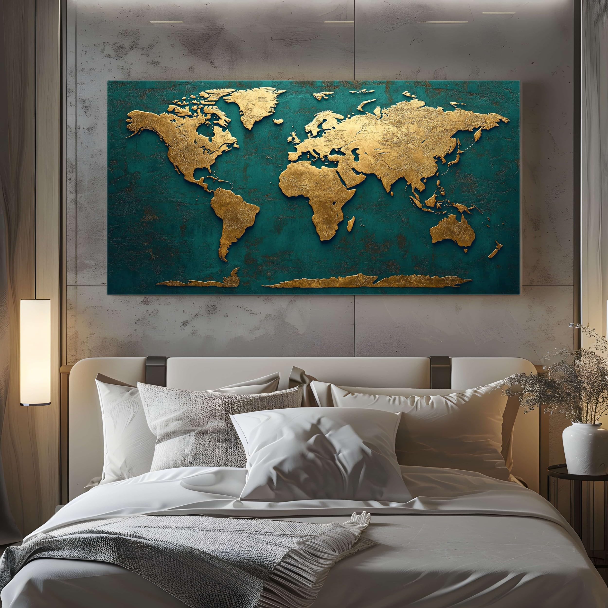 ZORYAN Quadri da Parete Moderni per Soggiorno Mappa Senza Cornice 80x160 cm