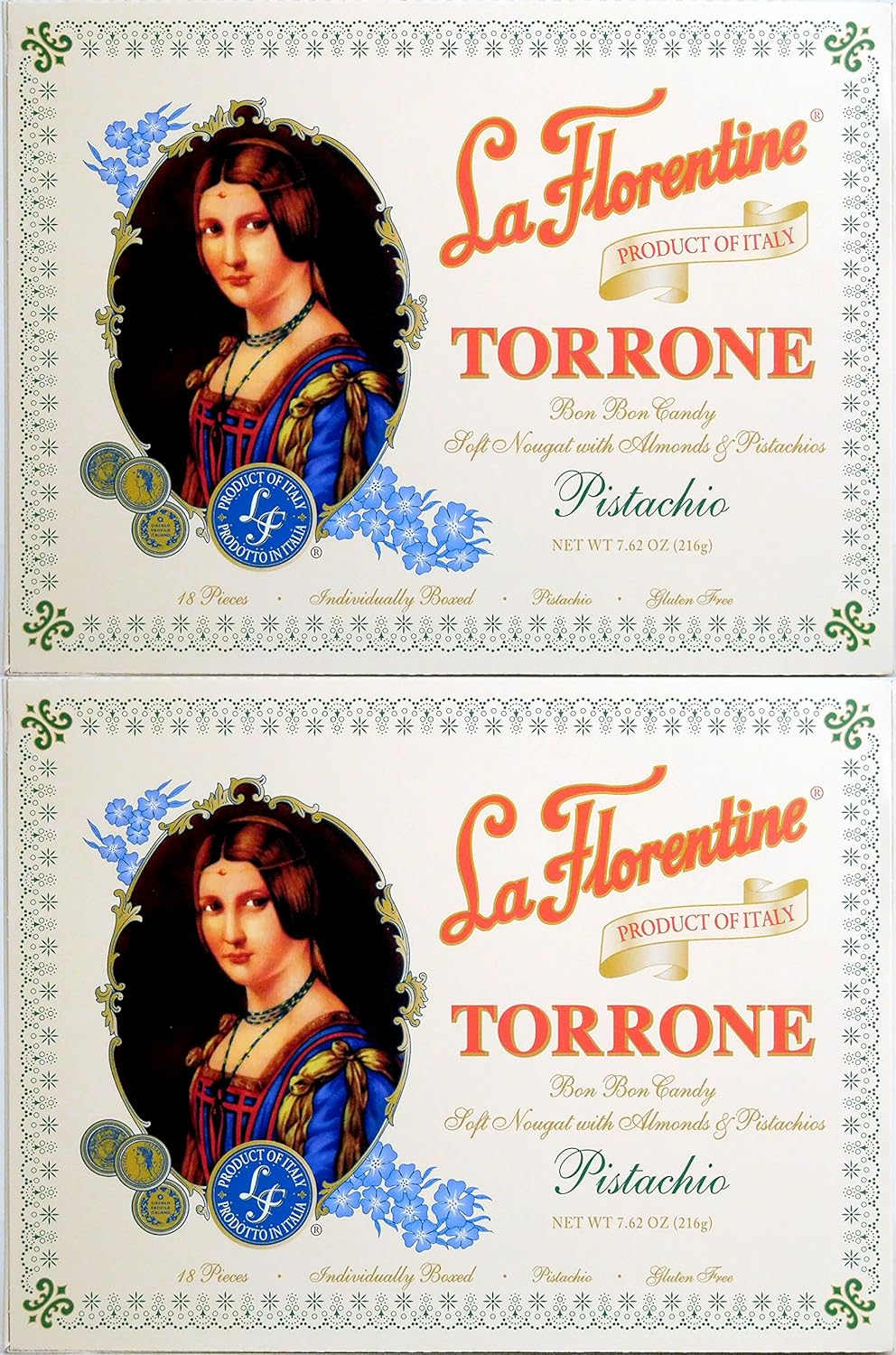 (Pack of 2) La Florentine - 18pc Italian Pistachio Torrone Nougat Candy