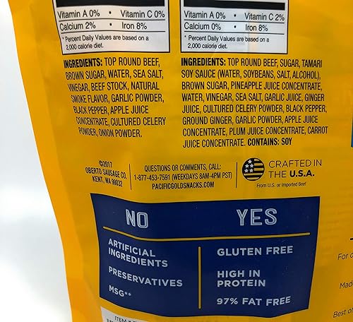 Miniatura 3 de Pacific Gold Beef Jerky Original & Teriyaki, 12 unidades por bolsa (3 bolsas (36 unidades)