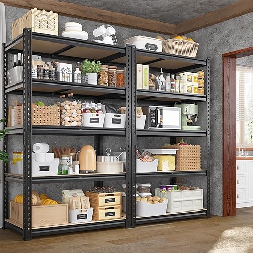 Juego de 2 estantes de almacenamiento, estantería de metal de 27.7 pulgadas de ancho, estantería de garaje de 2010 libras, estantes de garaje