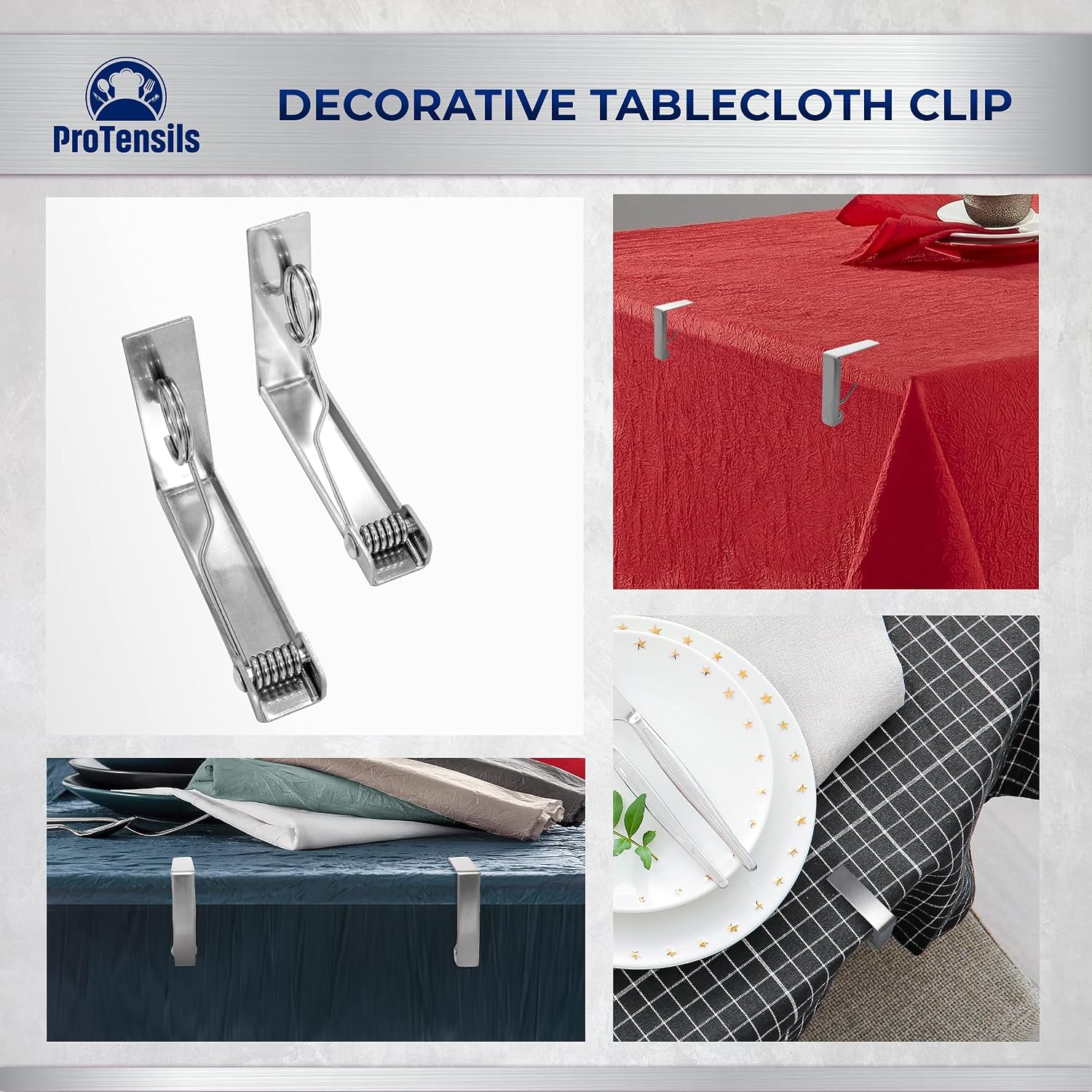 6 Pcs Picnic Tablecloth Clips for Outdoor Tables - Stainless Steel Clamps, Fits 2.3" Thick Tables, Metal Holders for Dining Table Cloth image 3