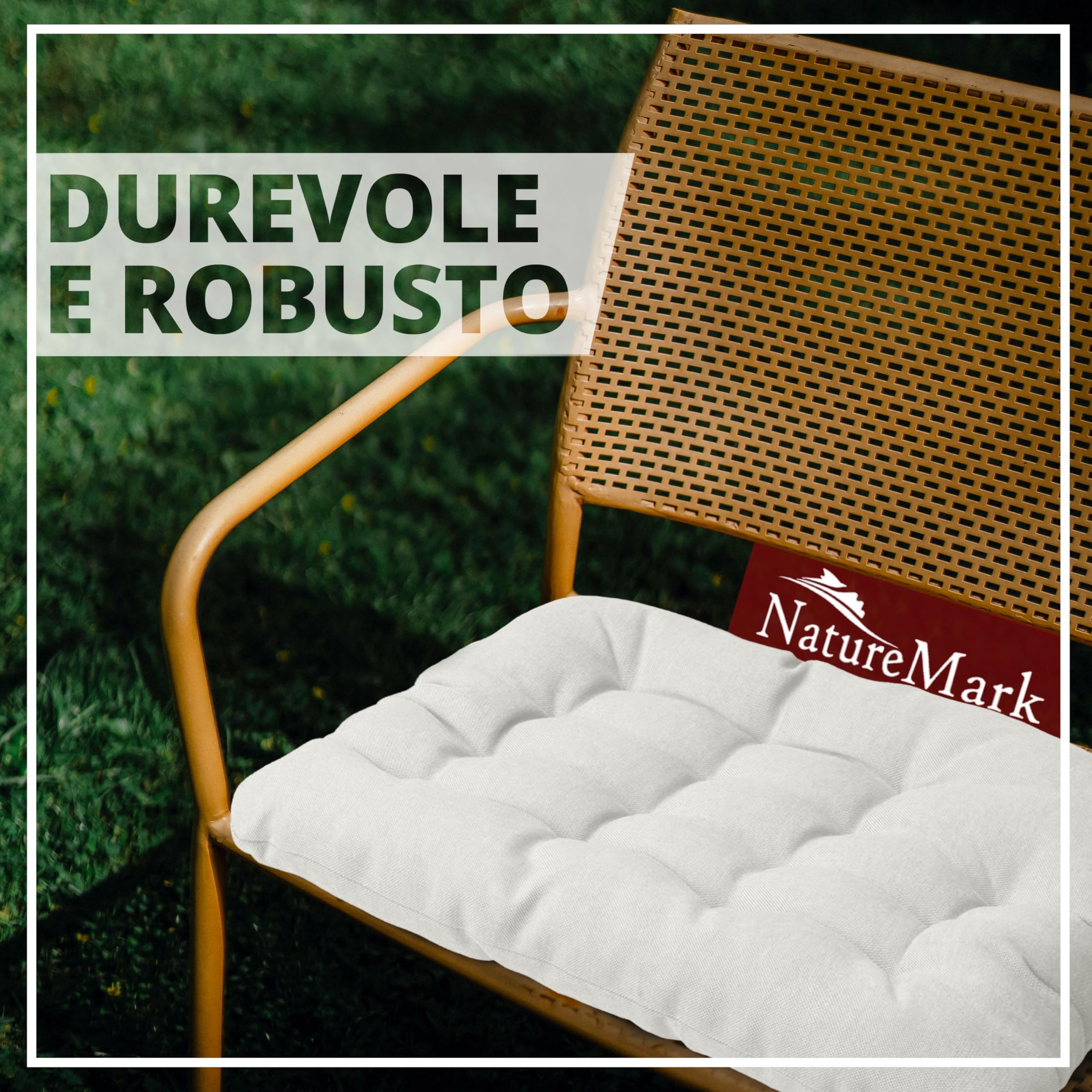 Cuscini Per Sedie Con Laccetti Antiscivolo 40x40 Cm - Set Da 4 In Beige, Sottili E Morbidi Per Esterno/Interno, Giardino E Cucina - 2