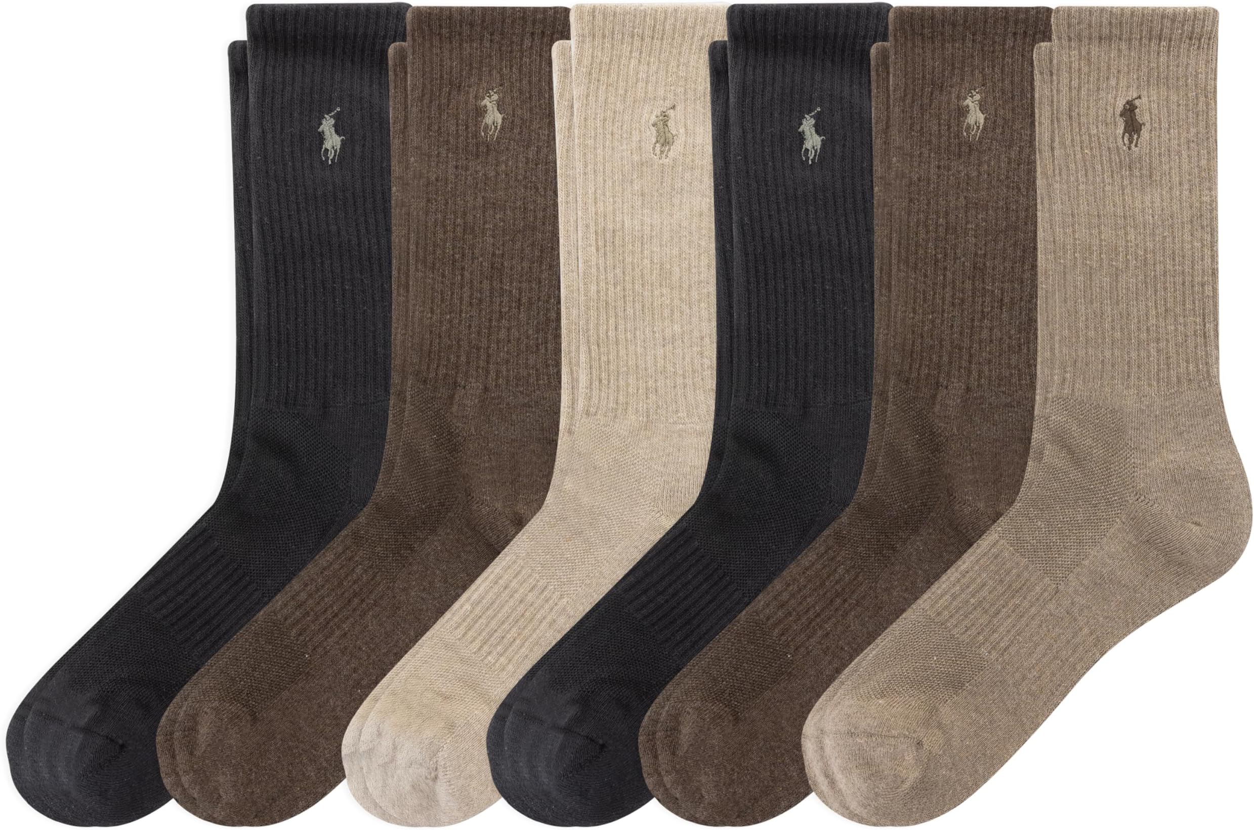 Men's Athletic Performance Cotton Crew Socks-6 Pair Pack-Breathable Mesh & Sport Moisture Wicking