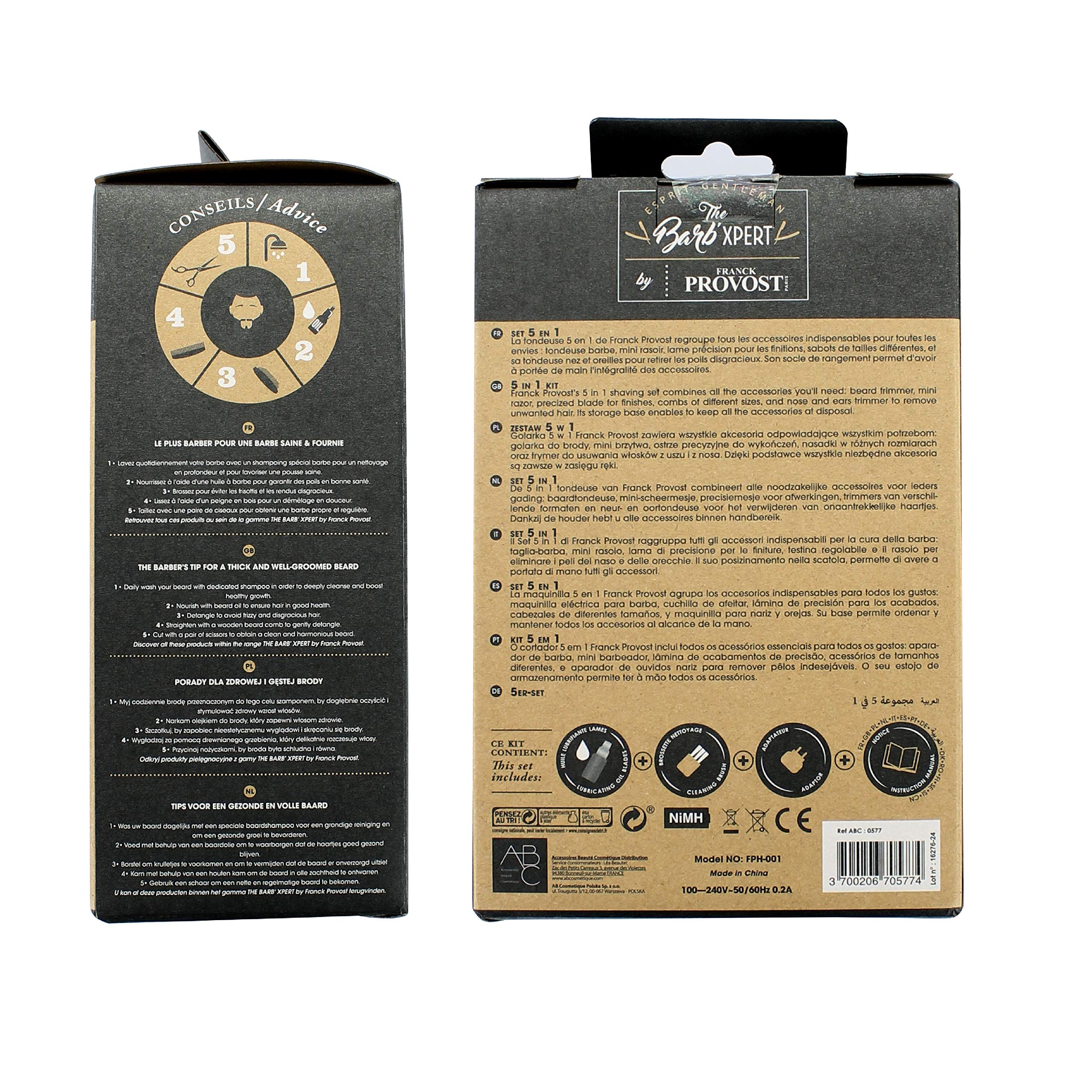 THE BARB XPERT - Tondeuse Barbe Multifonctions 5 en 1 Rechargeable - Rasoir Électrique Professionnel pour Homme - Accessoires pour Moustache, Cheveux, Corps, Nez, Oreilles et Sourcils - Trimmer Blade