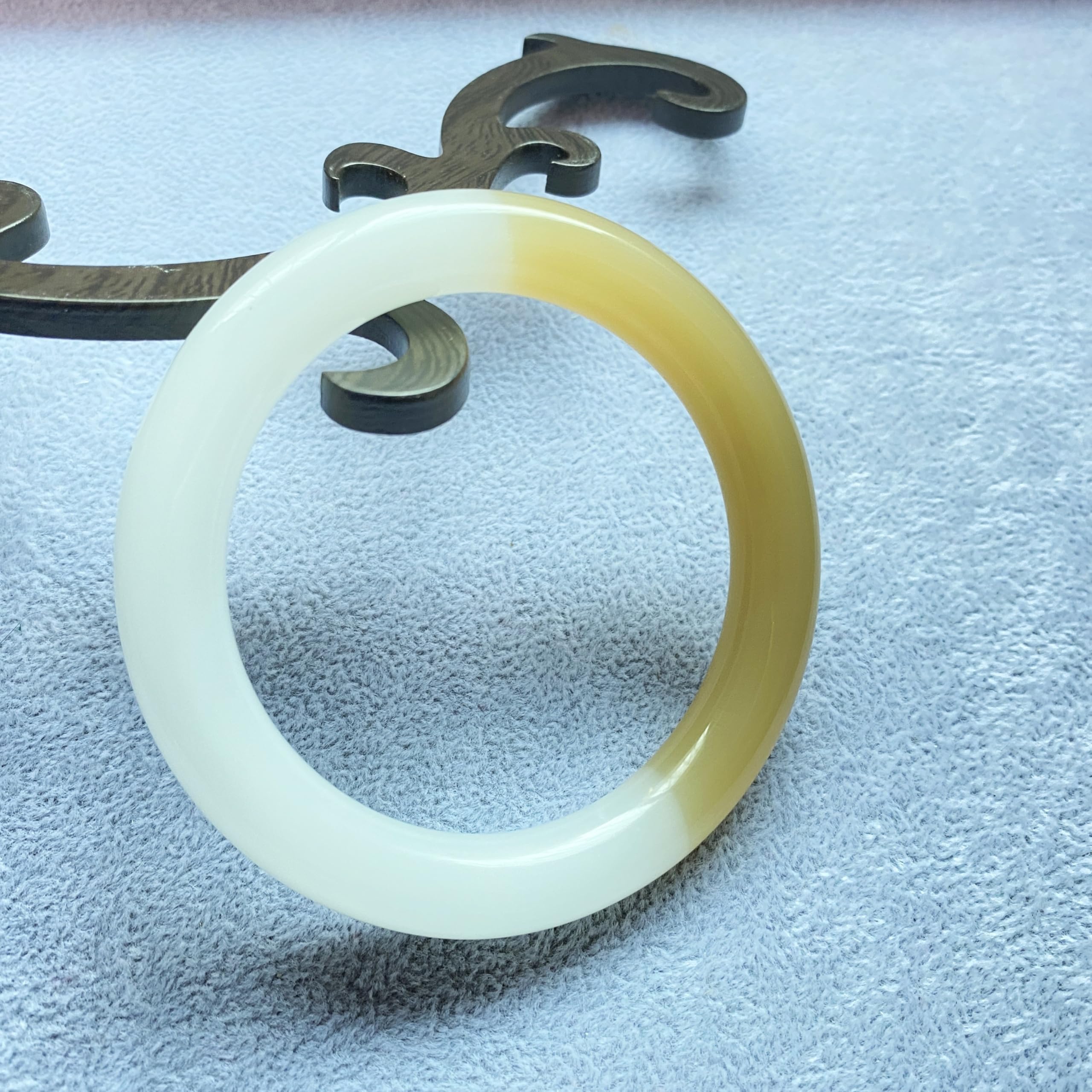 Bracciale di Bangle di Giada Stretta di per Donne ricchezza Cinese Buona Fortuna Bracciale Donna Vintage Vera Genuino Giallo Giada in Pietra Regalo di Compleanno del Compleanno (Giù di Natale a Bassa