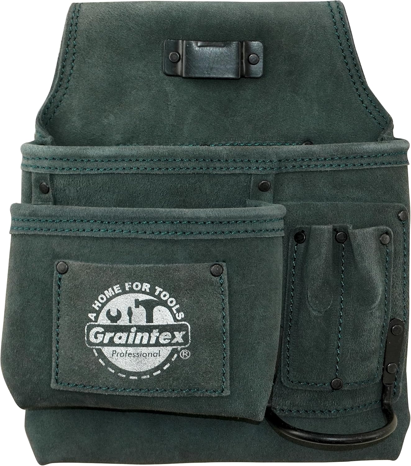 Graintex 5 Pocket Nail & Tool Pouch Suede Leather for Constructors, Electricians, Plumbers, Handymen