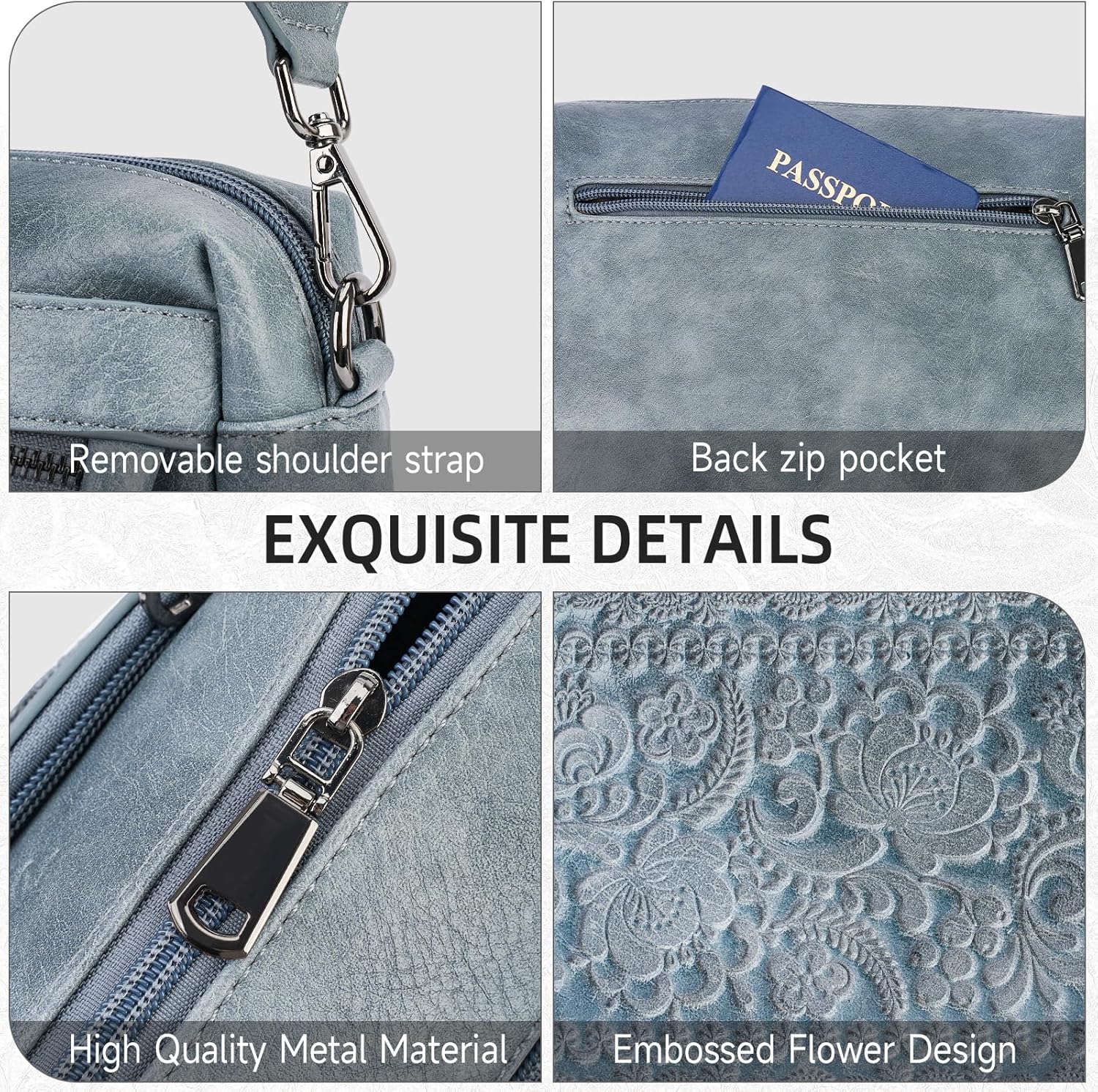 Crossbody Bags for Women Trendy,Vegan Leather Cross body Purses Embossed Design,Multi Pockets Lightweight Shoulder Handbag