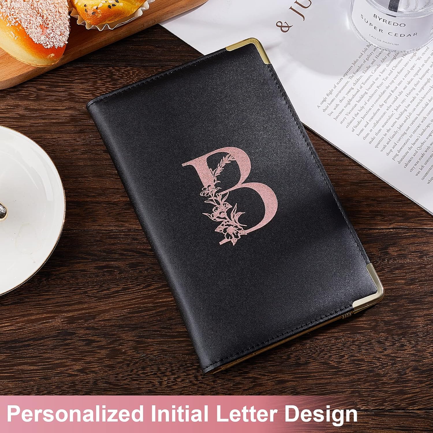 FIODAY Server Book, Alphabet Server Books for Waitress, Leather Waitress Book with Zipper Pocket Serving Book Server Manual Checkbook Fits Server Apron,B thumbnail
