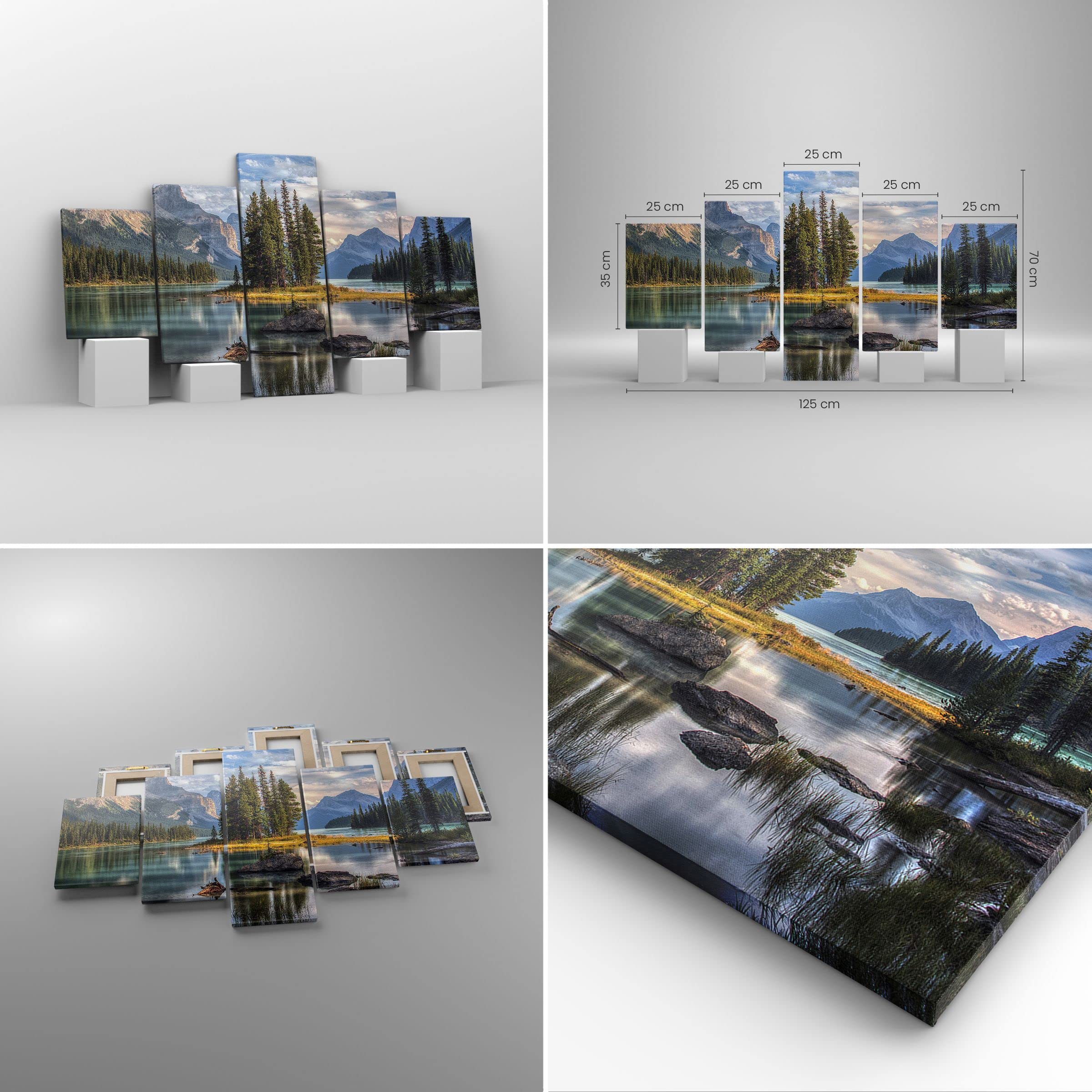 ARTTOR Bilder auf Leinwand 125x70cm Wandbild Landschaften Natur - 4133 | See Landschaft Mehrteilige Klein Wanddekoration Wohnzimmer Schlafzimmer Wanddeko Wand Kunstdruck Wandkunst Wall Decor ARTTOR