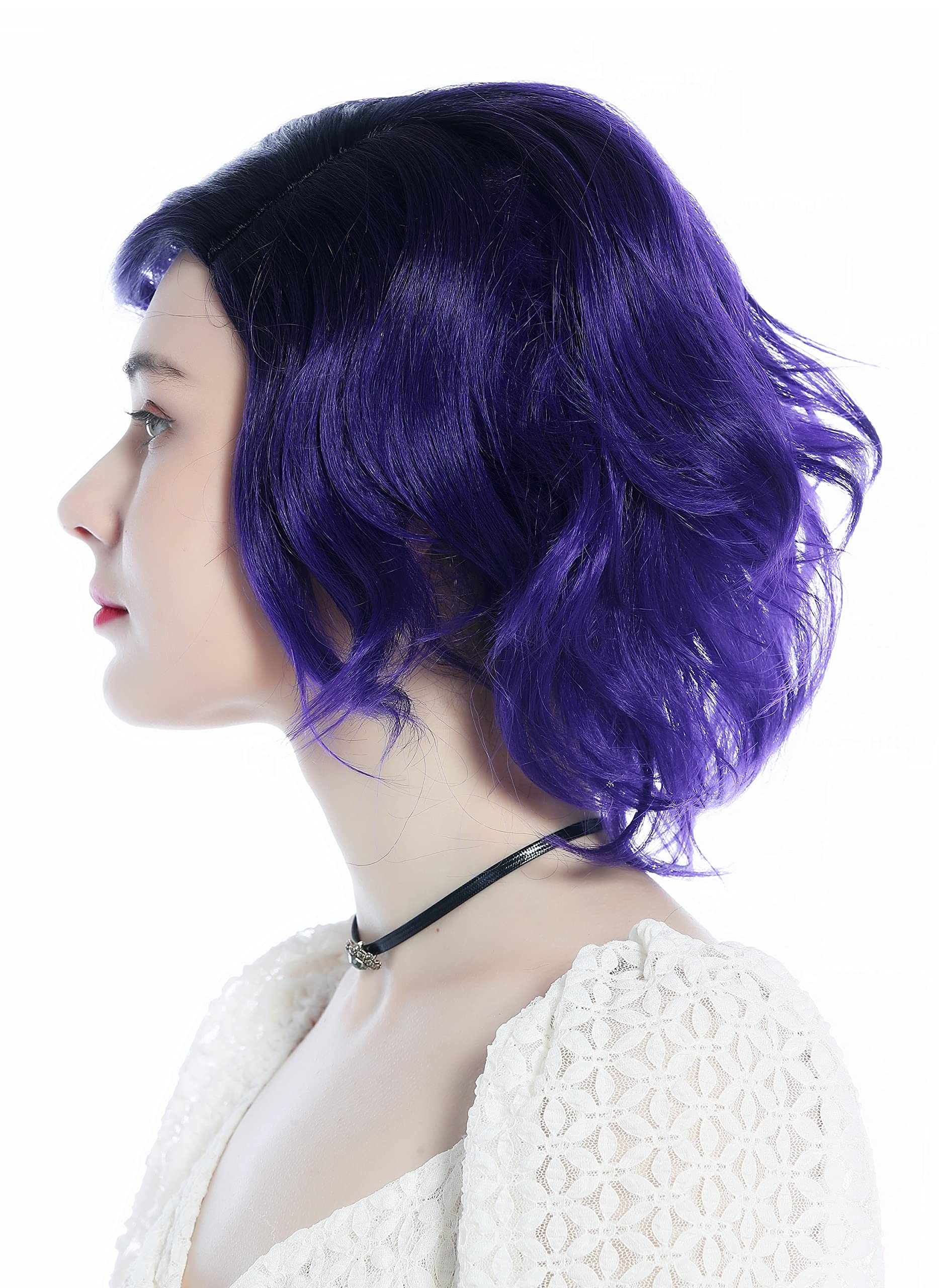 WIG ME UP - DW3334 Ladies' wig short wild wavy parting parted ombre black purple, ombre black purple (DEEPVIOLETS1B) - Image 4