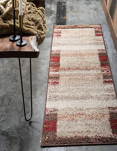 Miniatura 3 de Unique Loom - Tapete con diseño abstracto, informal, moderno y contemporáneo de la colección otoñal, alargado de 2 x 6 pies, diseño rústico en