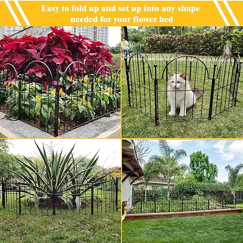 Miniatura 3 de Valla de jardín, 22 pulgadas de alto x 10.83 pies de largo, de metal arqueado a prueba de óxido, borde de valla de jardín sin excavación, valla de