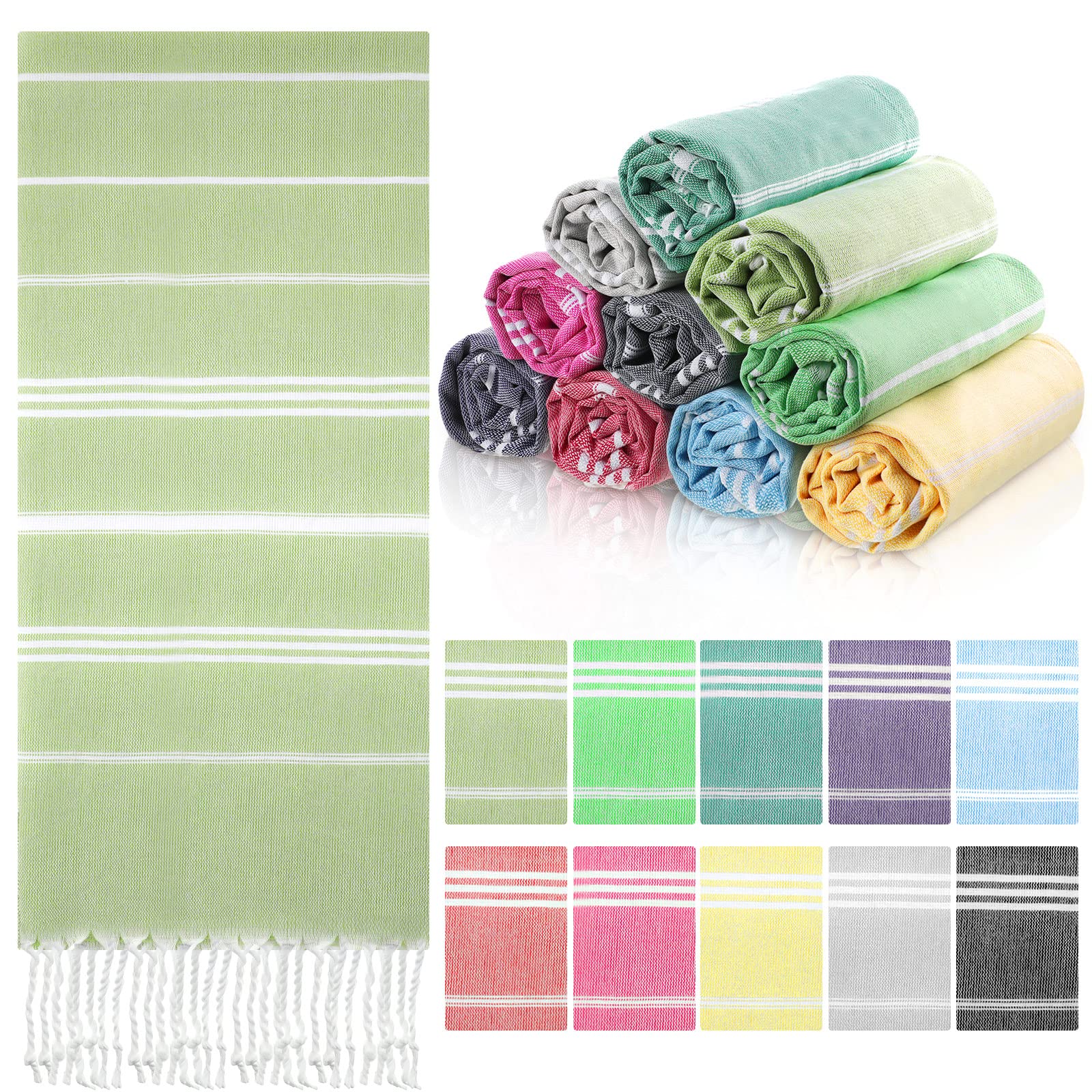 Capoda Set of 10 Turkish Beach Towels 39 x 71 Inch Oversized Turkish