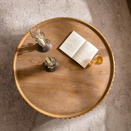 Miniatura 31 de Mesa de centro redonda para sala de estar, centro circular pequeño de madera maciza, diseño moderno, muebles para el hogar, mesa de centro para sala