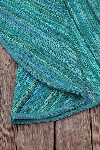 Miniatura 47 de Alfombra de trapo 100% algodón de 2 x 3 pies, lavable multicolor, alfombra Chindi tejida a mano y reversible para sala de estar, cocina, entrada