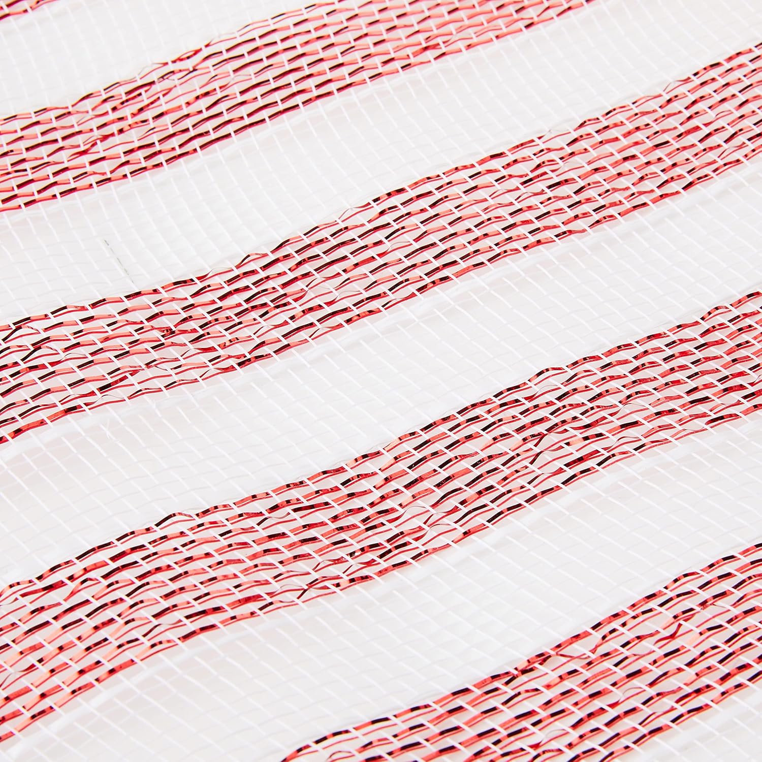 OakTree 25cm Red & White Stripe Deco Mesh, 29CM